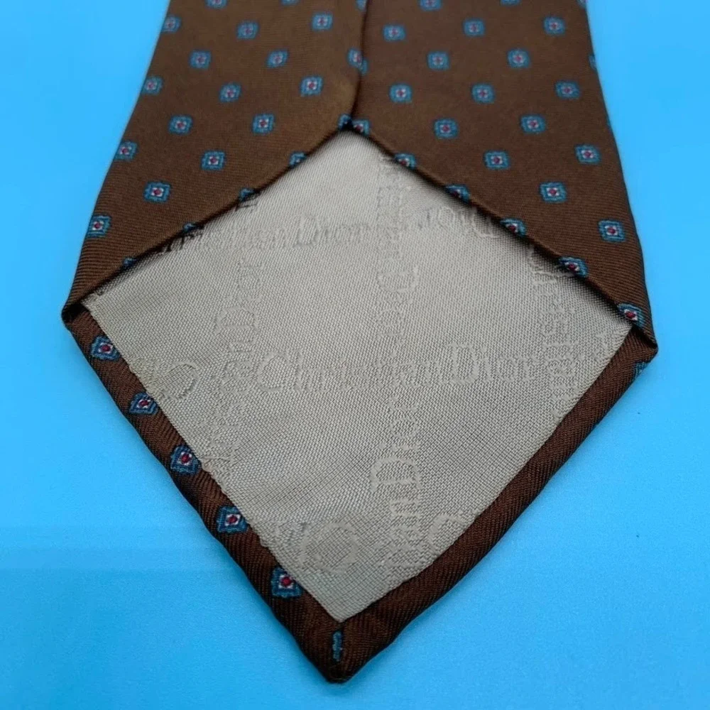 Christian Dior Tie‎ Mens Silk Geometric Pattern Woven Made USA Italy Necktie